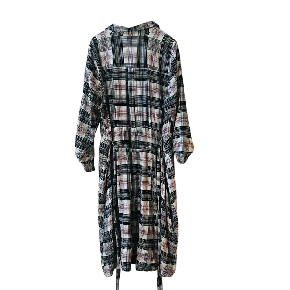 Lane Bryant Plaid Button Down Long sleeve Shirt Dress Size 24 Gray Multi - Picture 3 of 8